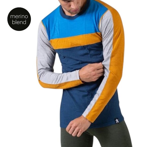 BULA Retro merino wool crew Colorblock Thermal Shirt - Picture 2 of 8